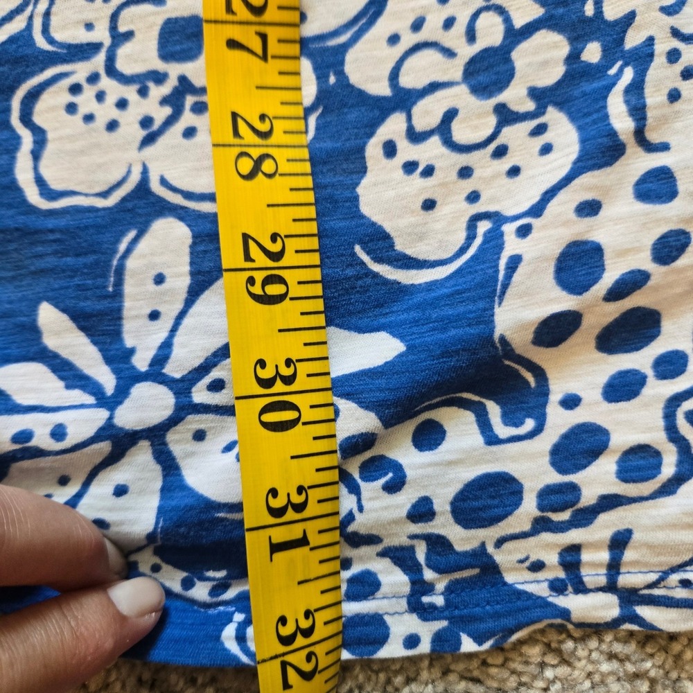 Lilly Pulitzer Blue White Floral Sea Creature Cotton V-Neck Tassel Dress M READ - Picture 7 of 8